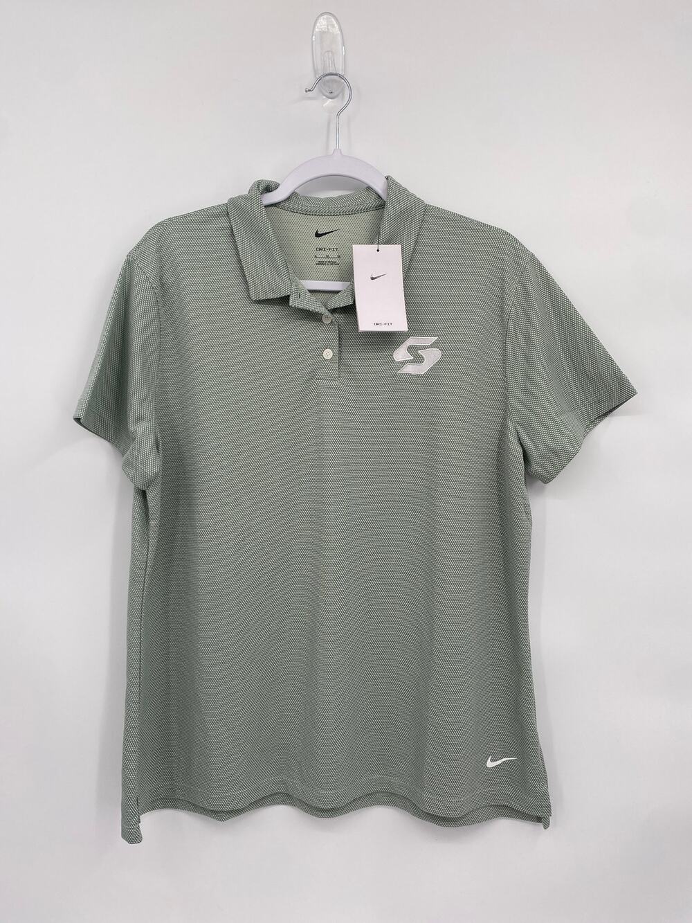 Nike Women's Dri-Fit Victory Golf Polo Green Texture Print Shirt XL NEW